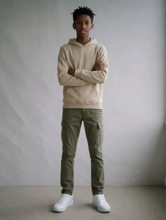 Amani in the pose Arms crossed, wide stance