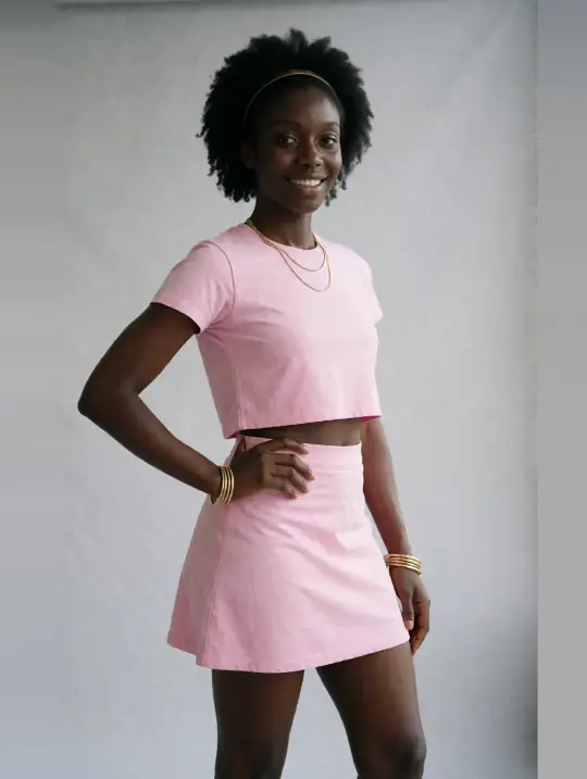 Adaeze, an A Pose Studio AI model: Nigerian, late 20s, tall athletic