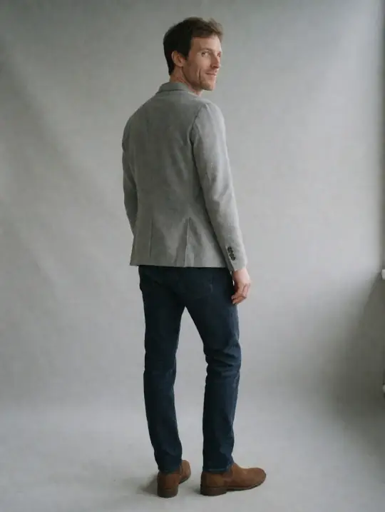 James, an A Pose Studio AI model: British, about 40, average build