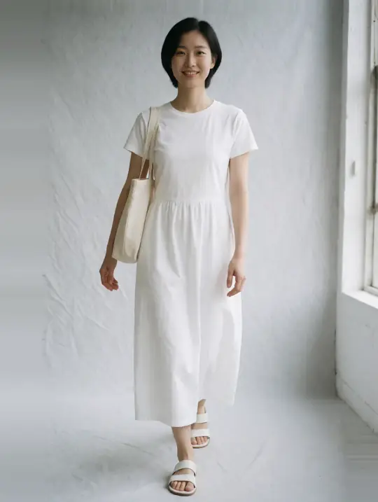 Jiwoo, an A Pose Studio AI model: East Asian, mid 20s, slim