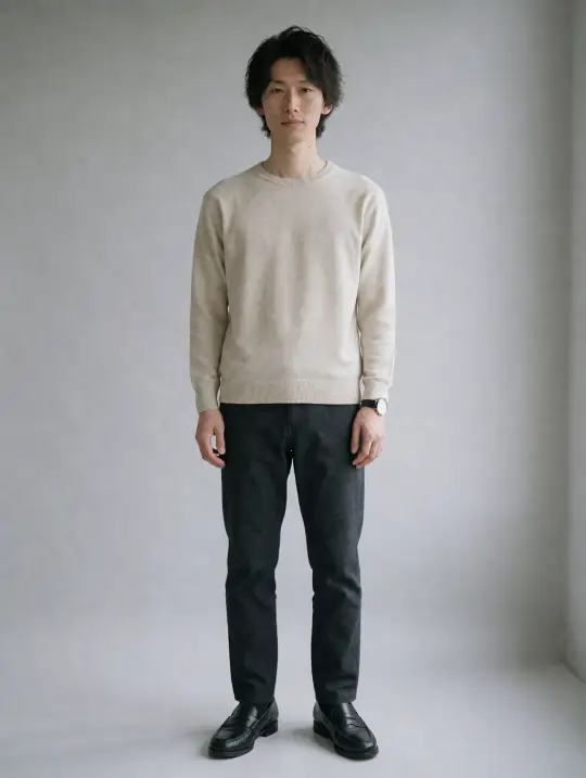 Kenji, an A Pose Studio AI model: Japanese, late 20s, slim