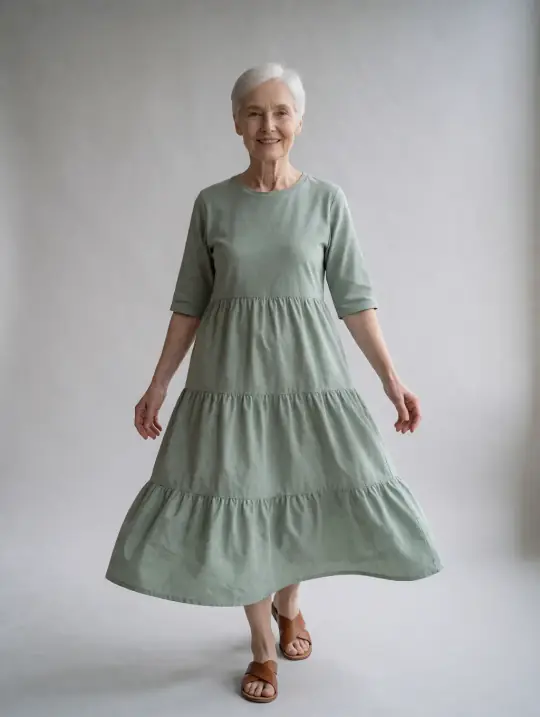 Margaret, an A Pose Studio AI model: British, mid 60s, silver hair