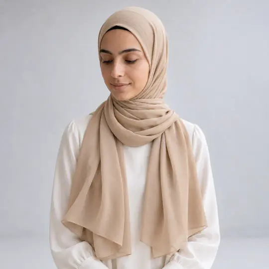 Layla, an A Pose Studio model, wearing or holding the modest outfit in the White Studio scene