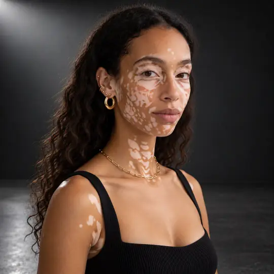 Zara, an A Pose Studio model, wearing the gold hoops in the Charcoal Premium Studio scene