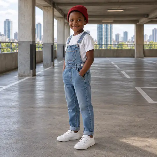 Jayden, an A Pose Studio model, wearing or holding the jeans or trousers in the Concrete Parking Deck scene