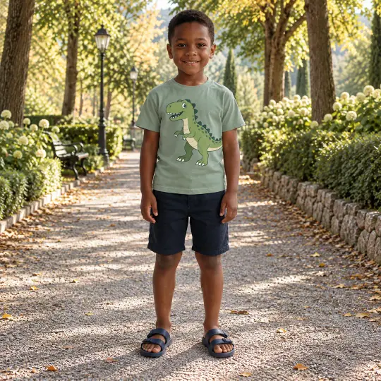 Jayden, an A Pose Studio model, wearing or holding the kids' outfit in the Park Path scene