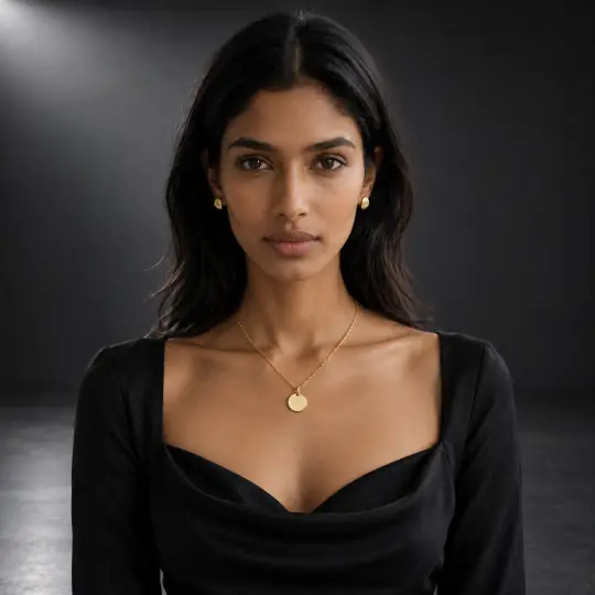 Tara, an A Pose Studio model, in the necklaces & earrings example, Charcoal Premium Studio scene