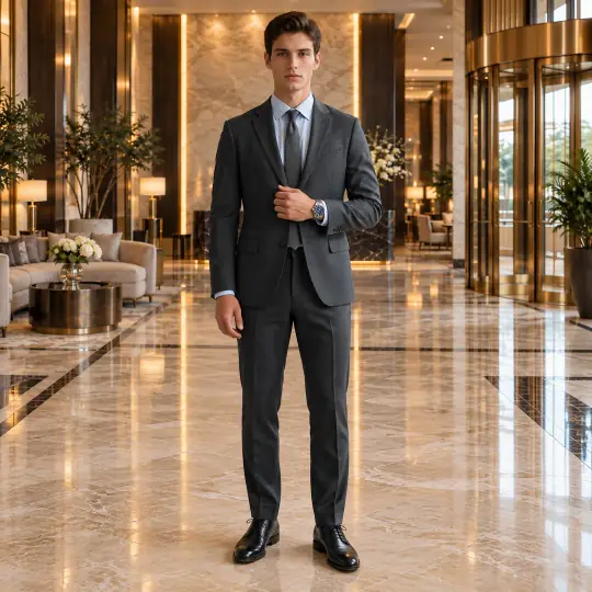 Marco, an A Pose Studio model, wearing or holding the watch or bracelet in the Hotel Lobby scene